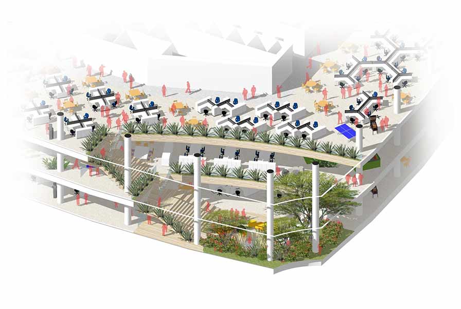 空中三层挑空共享中庭