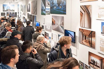 The exhibition opening night at  the Architekturgalerie München